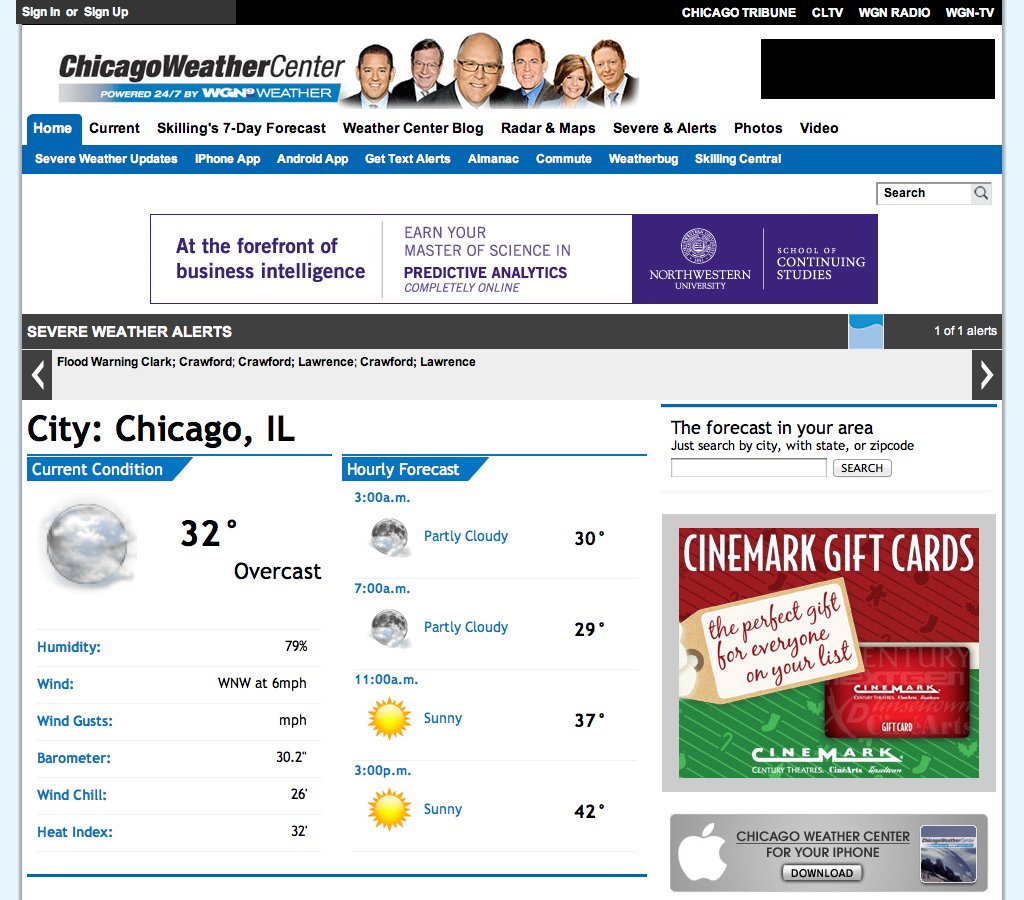Chicago Weather Center website for WGN designed by Blueprint Design Studio