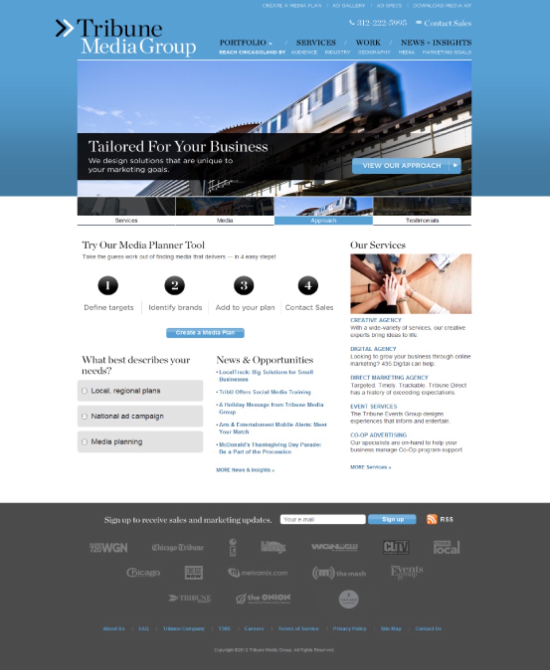 Tribune Media Group website designed by Blueprint Design Studio